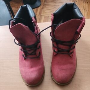 Timberland Women's Red Lace-Up Boots